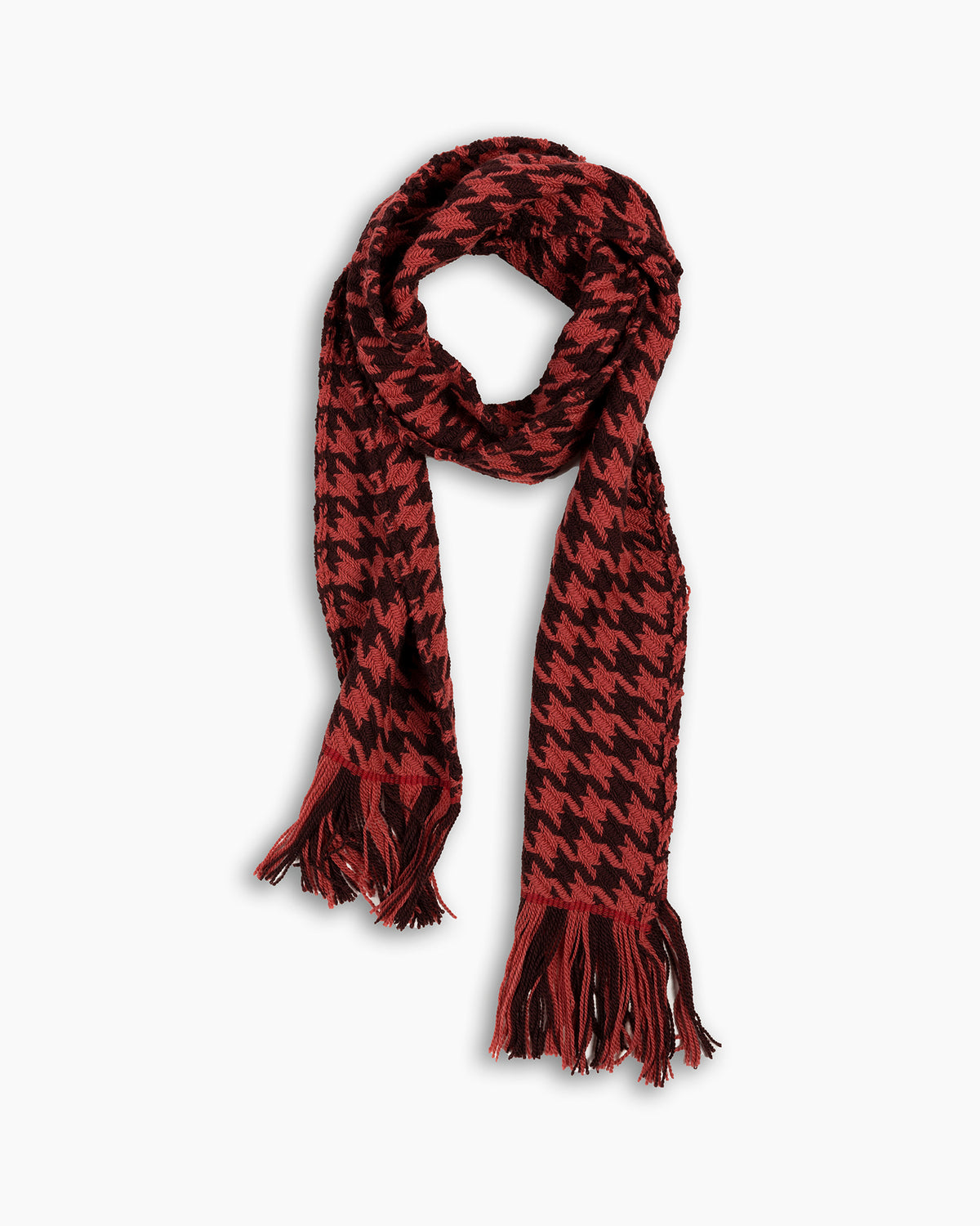 Burgundy &amp; Dark Pink Oversized Houndstooth Scarf