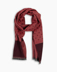 Burgundy & Red Polka Print Wool Scarf