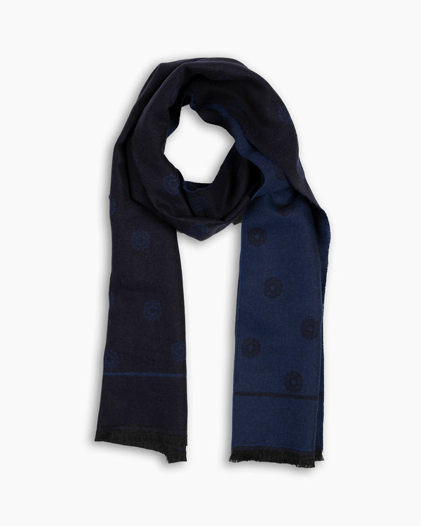 Navy & Royal Floral Double-Face Scarf