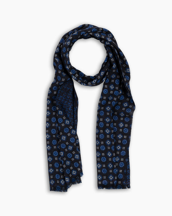 Navy & Royal Printed Double-Face Scarf