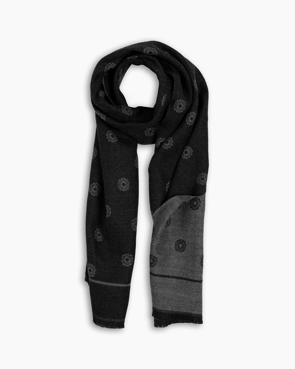 Charcoal & Grey Floral Double-Face Scarf