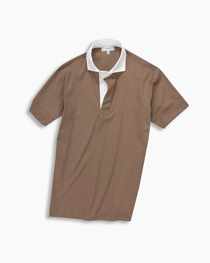 Tan Jersey Short Sleeve Polo
