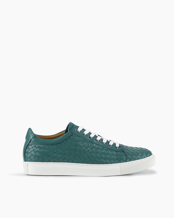 Teal Hand Woven Sneakers