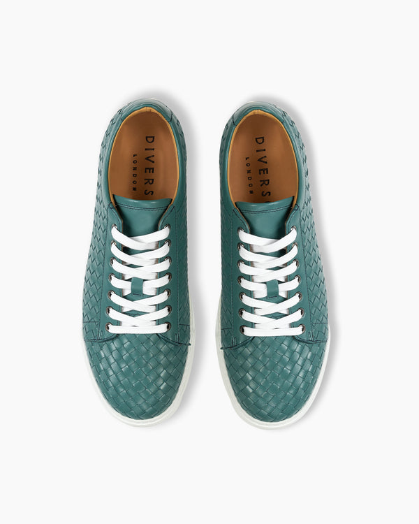 Teal Hand Woven Sneakers