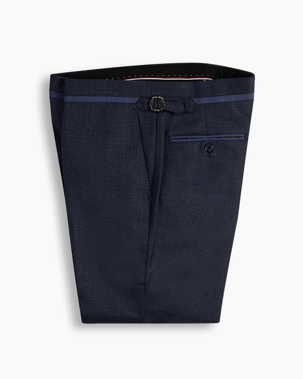 Navy Houndstooth Contrast Trim Pant