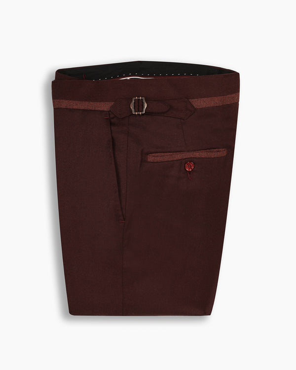 Burgundy Flannel Contrast Trim Pant