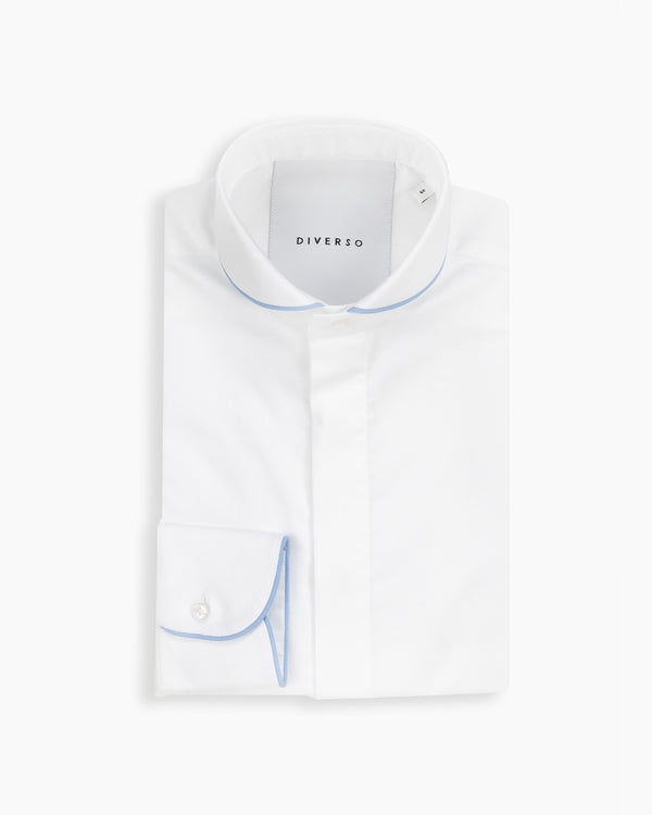 White & Sky Easy-Care Piping Shirt