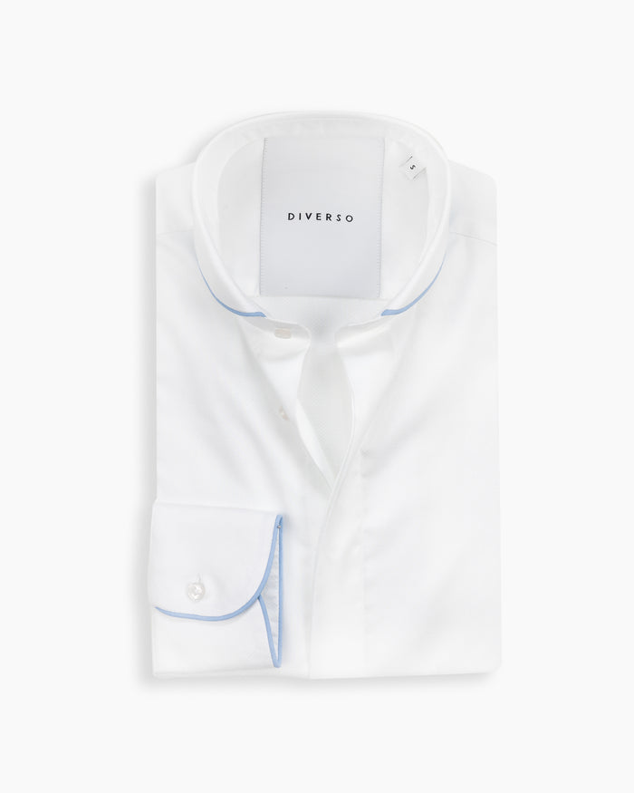 White & Sky Easy-Care Piping Shirt