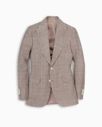Beige Prince of Wales Linen &amp; Silk Blazer