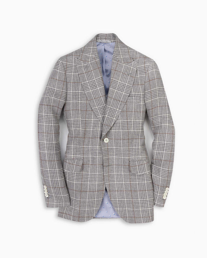Grey Prince of Wales Linen & Silk Blazer