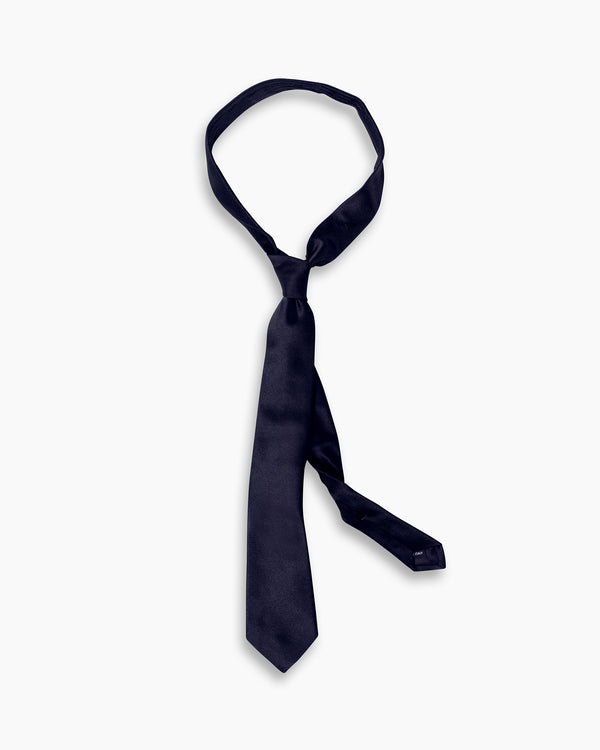Navy Silk Satin Handmade Tie