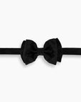 Black Silk Satin Handmade Bow Tie (Un-Tied)