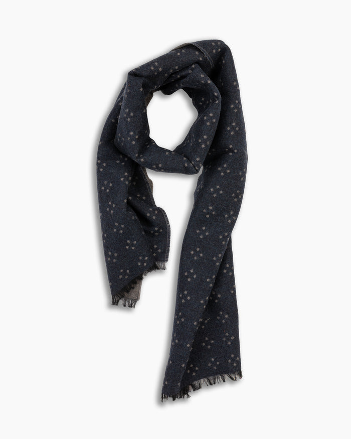 Navy & Grey Pure Cashmere Scarf