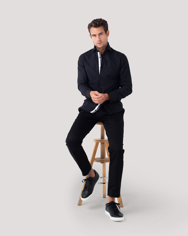 Black Oxford Twin Trim Shirt