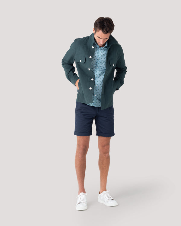 Bottle Green Seersucker Overshirt