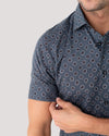Charcoal Hand-Drawn Floral Short Sleeve Shirt