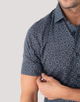 Charcoal Hand-Drawn Floral Short Sleeve Shirt