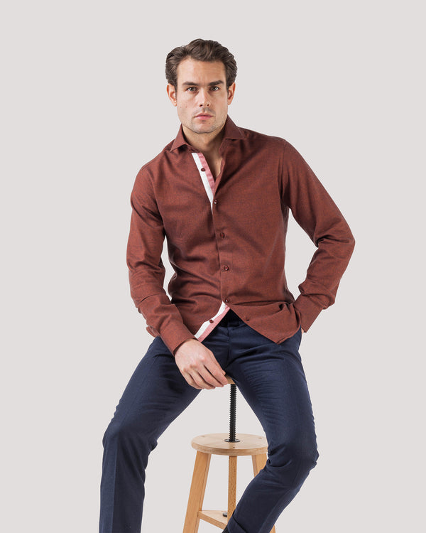 Copper Cotton-Wool Twin Trim Shirt