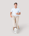 Cornflower Blue Knitted Cotton Polo