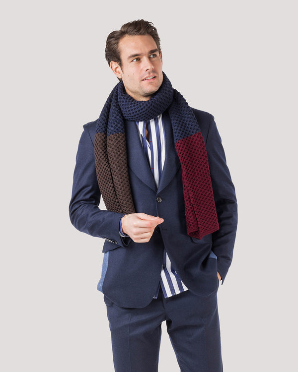 Navy 3D Knitted Wool Scarf