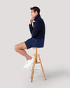 Navy Tonal Knitted Merino Blazer