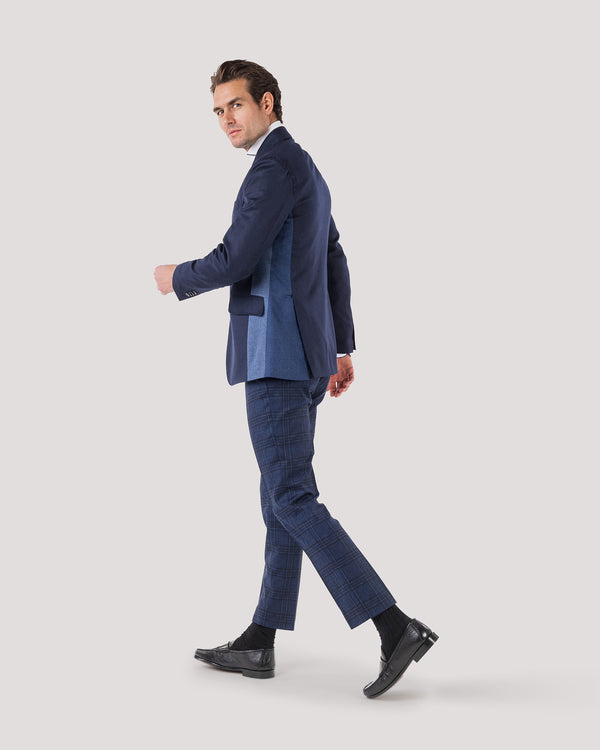 Navy Triple Contrast Wool & Cashmere Blazer