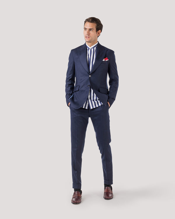 Navy Triple Contrast Wool & Cashmere Blazer