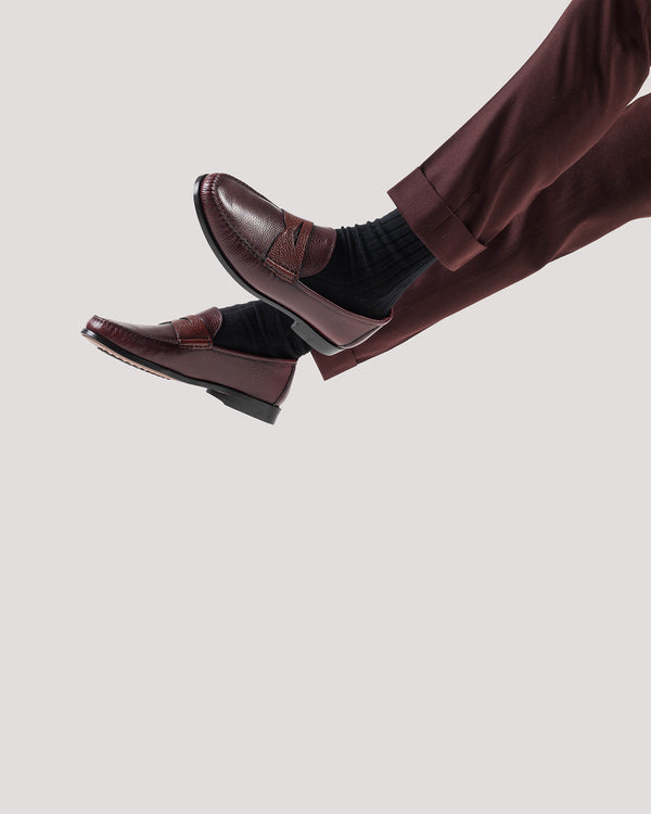 Oxblood Contrast Calf Leather Penny Loafer