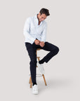 Pale Blue Cotton-Linen Twin Trim Shirt