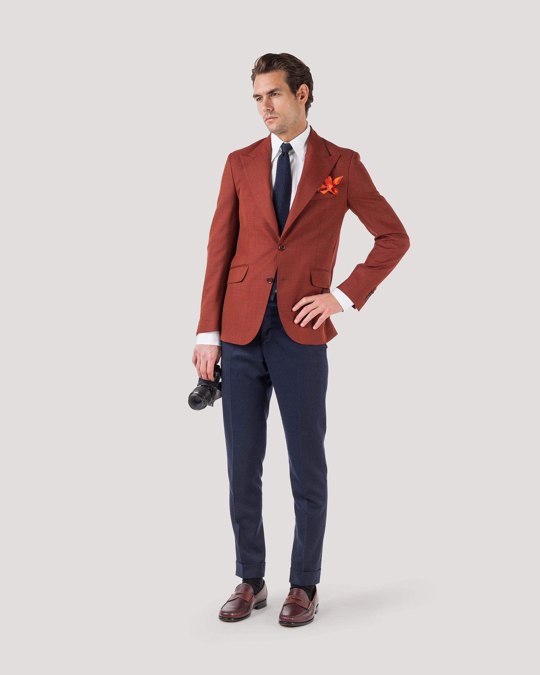 Rust Ultra Peak Hopsack Wool Blazer – Diverso