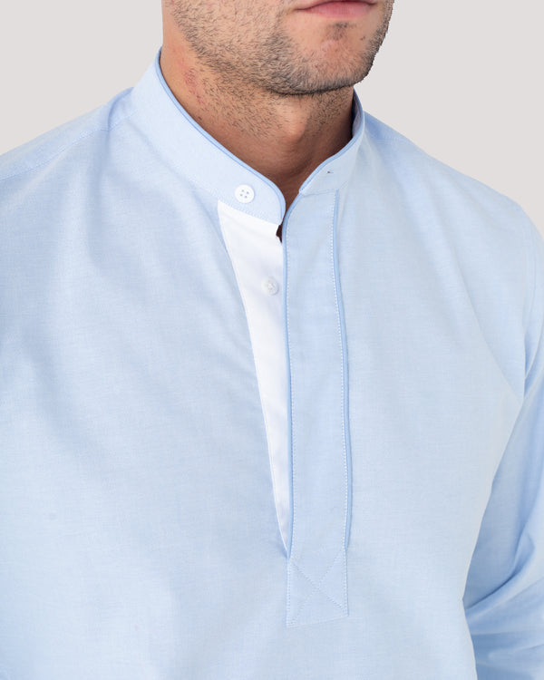 Sky Oxford Piping Popover Shirt