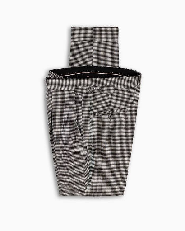 Monochrome Check Wool Pleated Pant