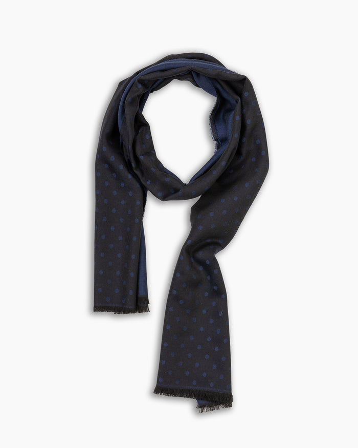 Navy & Royal Polka Wool & Silk Scarf
