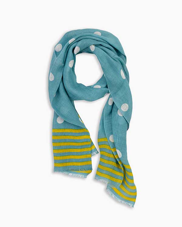 Mint Oversized Polka Linen Print Scarf