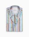 Multi Stripe Cotton-Linen Button Down Shirt