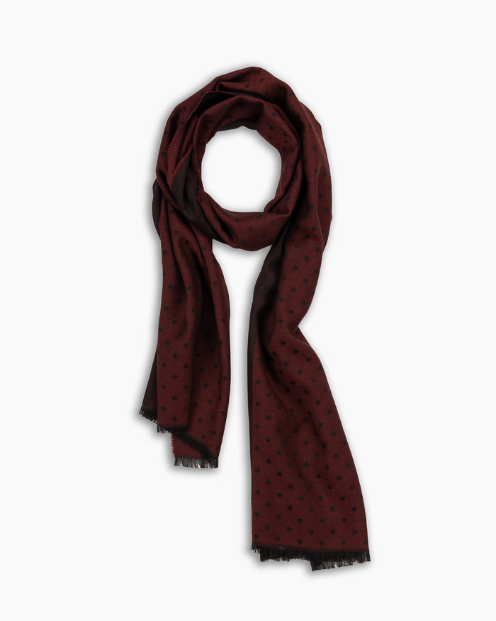 Burgundy & Red Polka Wool & Silk Scarf