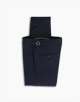 Navy Cotton Pleated Pant