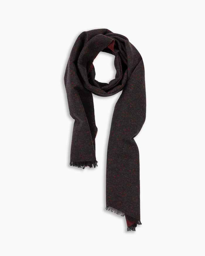 Charcoal & Red Pure Cashmere Scarf