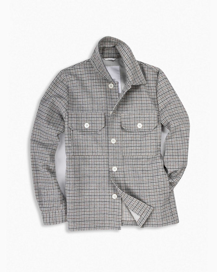 Grey & Pearl Check Wool Overshirt