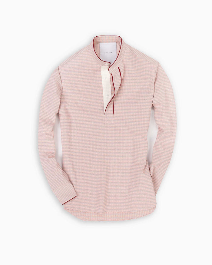 Red Stripes Seersucker Contrast Popover Shirt