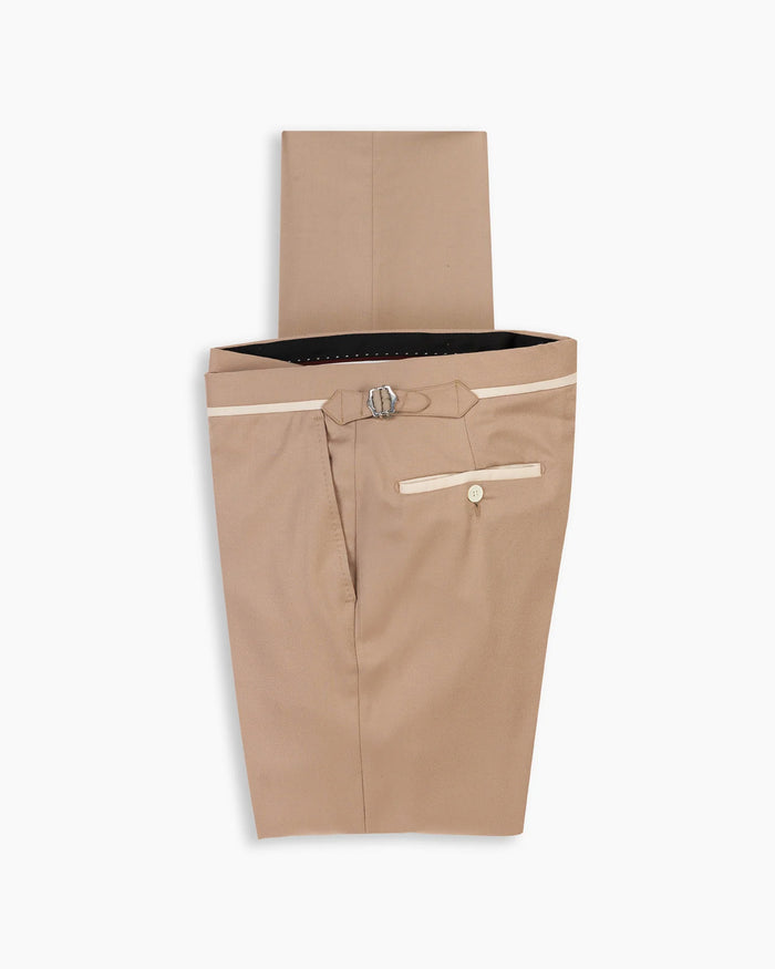 Sand Flannel Contrast Trim Pant