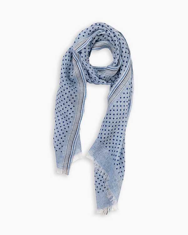 Sky Polka Linen Print Scarf