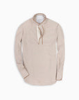 Tan Stripes Seersucker Contrast Popover Shirt