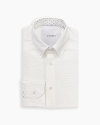 White Crushed Seersucker Button Down Shirt