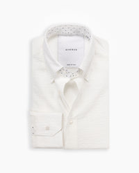 White Crushed Seersucker Button Down Shirt