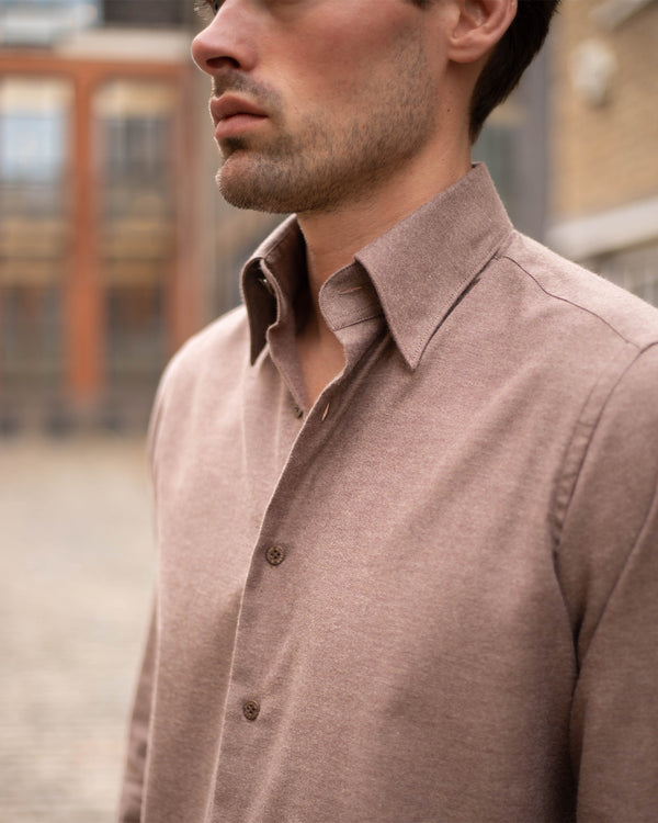 Warm Tan Cotton-Cashmere Nascosto Shirt