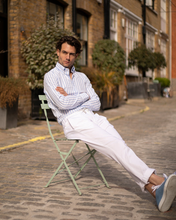 Sky Stripe Seersucker Button Down Shirt