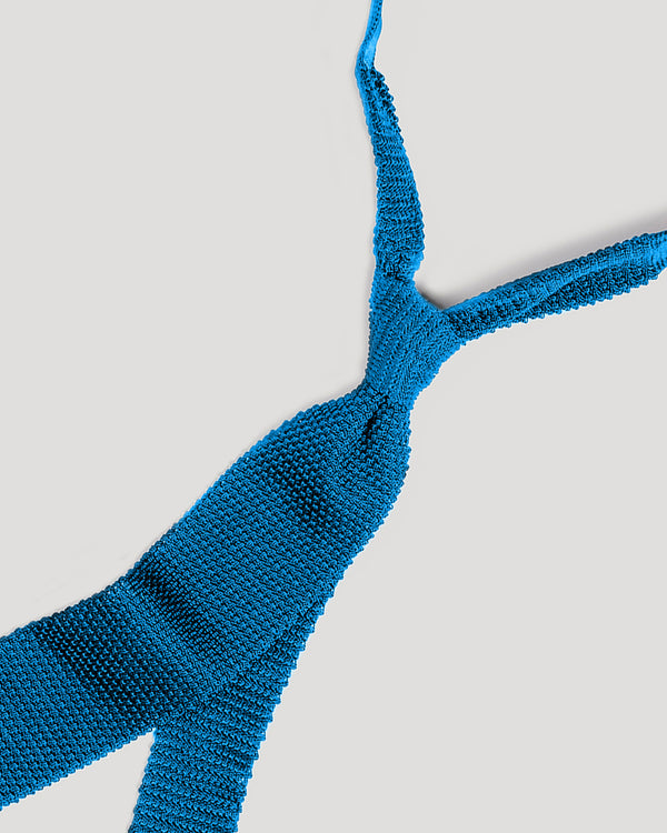 Cobalt Blue Jacquard Knitted Silk Tie