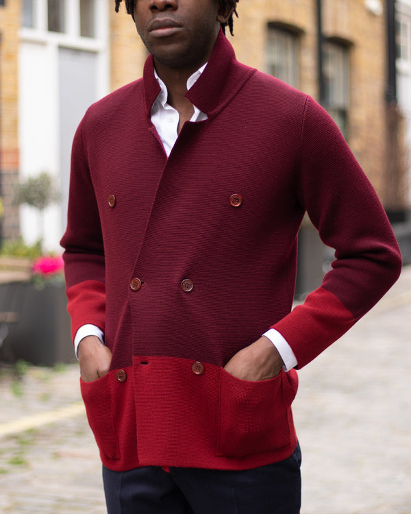 Burgundy Tonal Knitted Merino Blazer