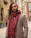Burgundy & Dark Pink Oversized Houndstooth Scarf